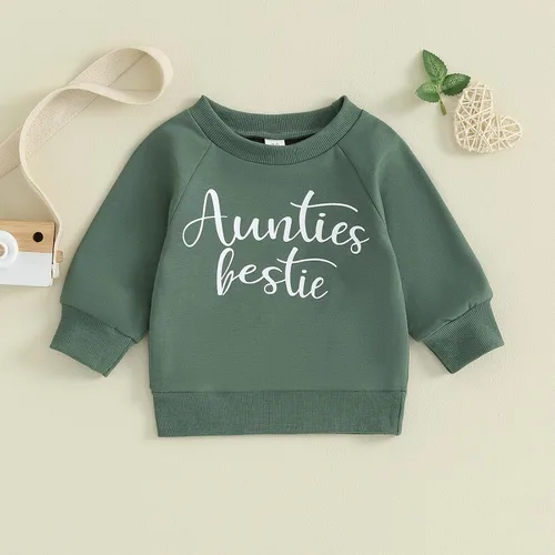 Vista 2 de fhutpw Sudadera de manga larga con estampado de letras para bebés, niños y niñas, ropa de otoño