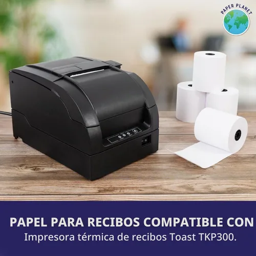 Vista 3 de PaperPlanet White Bond Paper para impresora de cocina Toast TKP300 20 rollos