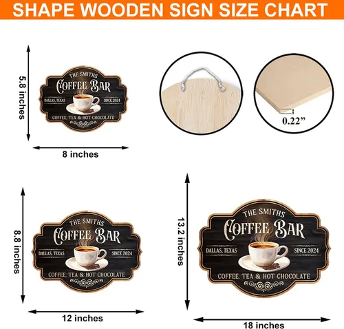 Vista 2 de THUYPT Letrero de Café Personalizado, Placa de Letrero de Café de Madera para Colgar en la Pared Decoraciones de Bar de Café, Estación de Café