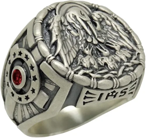 Vista 3 de SECRETIUM Christian Pelican with Chicks Jesuit ihs Sterling Silver Cross Men Anillo Caballero Medieval