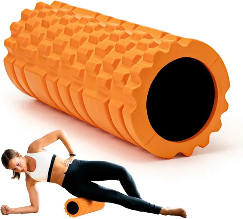 Vista 10 de Krightlink Rodillo de espuma para masaje de tejido profundo, rodillo de ejercicio de alta densidad de 13 pulgadas para masaje muscular y liberación