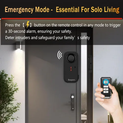 Vista 6 de Alarma de seguridad personal impermeable para puerta/ventana, IP66 resistente al agua con control remoto, 113 dB, modo alarma/timbre, espaciado