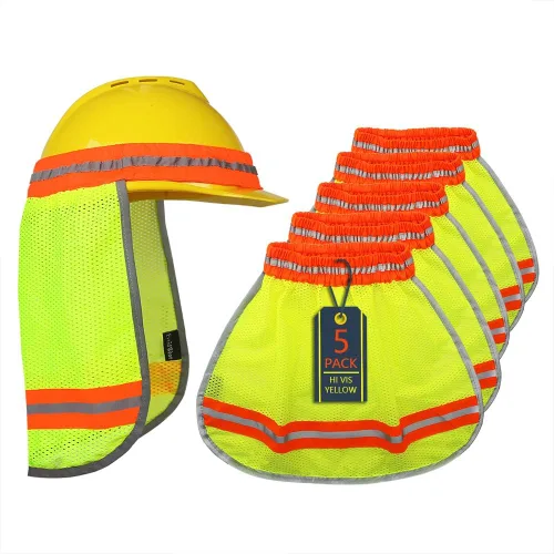 Vista 10 de Evridwear Protector solar de cuello de alta visibilidad con rayas reflectantes, sombra de seguridad con banda elástica de malla transpirable