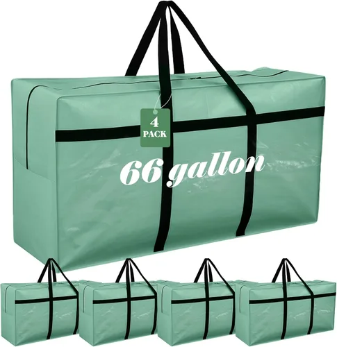 Vista 21 de 4 Piezas Bolsas de Mudanza Grandes con Cremallera y Asas Bolsas de Lona Tipo Duffle Plegables de Almacenamiento Extra Resistentes Extra Grandes