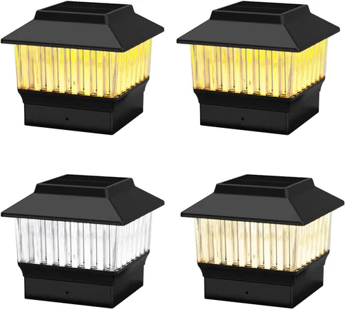 Vista 18 de Luces solares para tapa de poste (paquete de 2) – LED blanco cálido de 25 lúmenes, se adapta a 3.5 x 3.5 pulgadas y 4 x 4 pulgadas de madera/vinilo