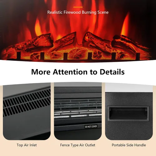 Vista 7 de ORALNER Inserto de chimenea eléctrica de 25 pulgadas, calentador de chimenea empotrado con brillo ajustable, control remoto y temporizador de 6