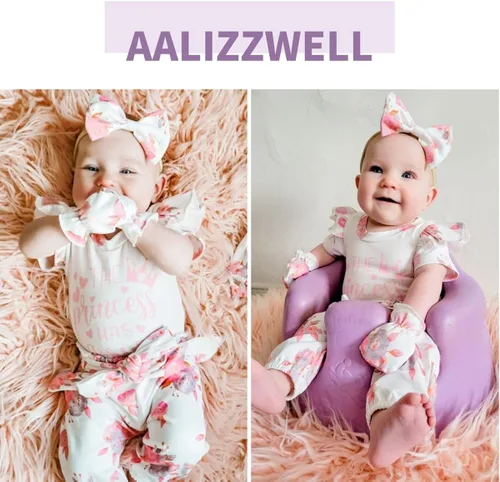 Vista 2 de Aalizzwell Traje de verano de 5 piezas para bebé niña