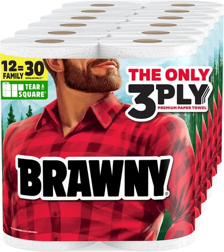 Vista 12 de Brawny Tear-A-Square - Toallas de papel de 3 capas, 8 rollos triples = 24