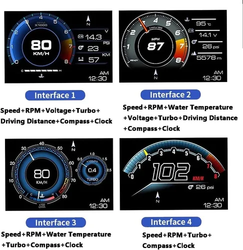 Vista 7 de Riloer Coche HUD Head Up Display P6, OBD2+GPS Universal Multifunción Velocímetro