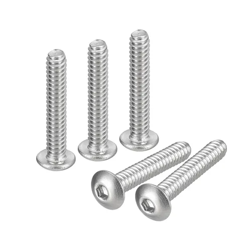 Vista 23 de uxcell #2-56x1 Tornillos con cabeza de botón y muesca hexagonal, 50 unidades de pernos hexagonales de acero inoxidable 304, tornillos allen de rosca