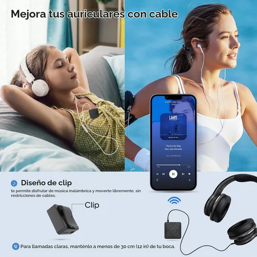 Vista 5 de MIPEACE Adaptador Bluetooth para auriculares con cable, auxiliar de 0.1 in