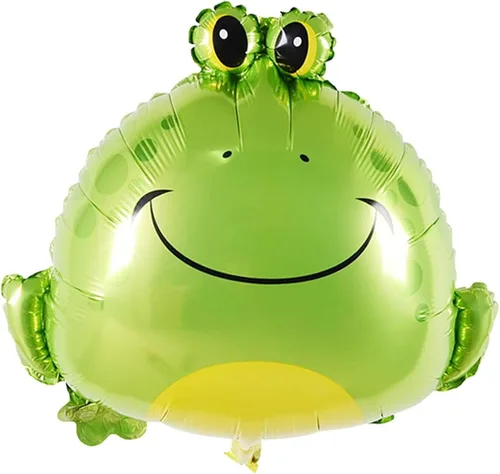 Vista 4 de 4 globos grandes de papel de aluminio Mylar de rana verde para decoración de fiesta de cumpleaños temática de animales