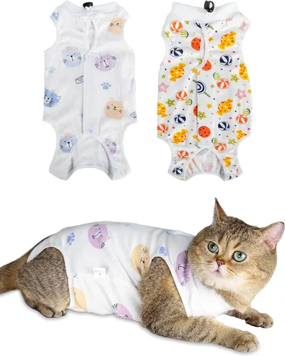 Vista 9 de ANWA Traje de Recuperación para Gatos - Mono transpirable para gatos hembras después de la cirugía, traje de recuperación quirúrgica para gatitos