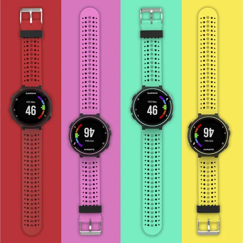 Vista 8 de MoKo, banda ajustable de silicona suave, repuesto de correa para Garmin Forerunner 235 Negro y negro