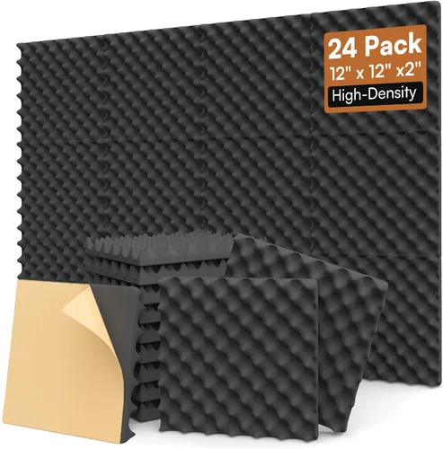 Vista 30 de SODOCT - Paquete de 2 paneles de espuma acústica grandes para cajas de huevos, 48 x 24 x 1.2 pulgadas, espuma a prueba de sonido de alta densidad