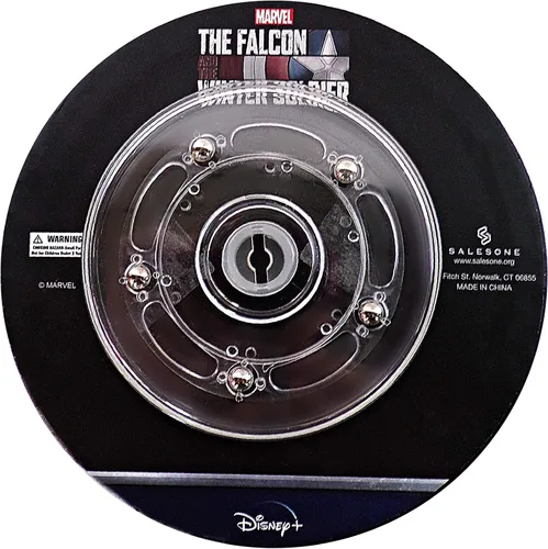 Vista 4 de Marvel Studios: The Falcon y The Winter Soldier - Juego de 5 pines de solapa con base de metal y esmalte con caja circular de 6.3 pulgadas