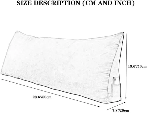 Vista 7 de Almohada triangular para cabecero, cojín triangular suave, almohada de lectura, respaldo grande, soporte de posicionamiento, almohada de cuña