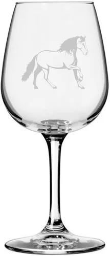 Vista 86 de Abaco Barb Body Horse - Copa de vino grabada multiusos (12.75 onzas) Unique Gifts for Horse Lovers, Personalized Wine Glasses, All-Purpose