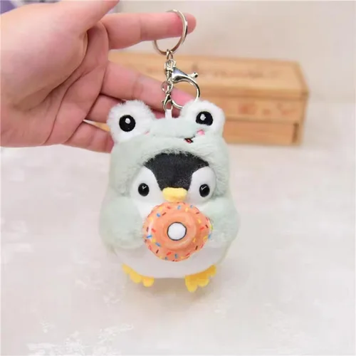 Vista 3 de Lindo llavero de pingüino Kawaii con diseño de pingüino de peluche para hombres, mujeres, niños. Colgantes de mochila..
