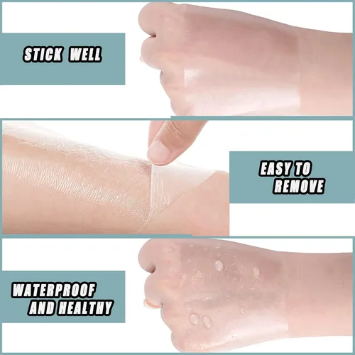Vista 6 de Nuanchu 50 unidades de vendaje de cuidado posterior de tatuajes impermeable película transparente aderezo ducha parche impermeable elástico cinta