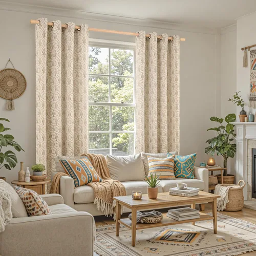 Vista 3 de BGment Cortinas Jacquard French Country Taupe Leaf de 96 pulgadas, 2 Gris pardo