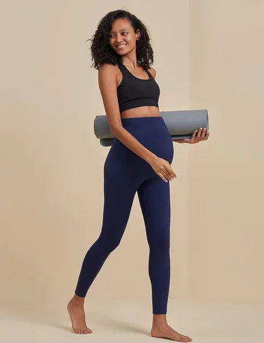 Vista 8 de POSHDIVAH Leggings de entrenamiento de maternidad para mujer sobre el vientre, pantalones de yoga con bolsillos, ropa deportiva suave, pantalones