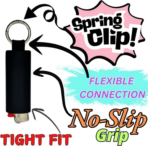 Vista 3 de Lighter Holder for J6 BIC Lighters. Keychain Lighter Case. Silicone Keychain case has a Spring Clip Attached to Easily Secure to Any Bag, Key Ring
