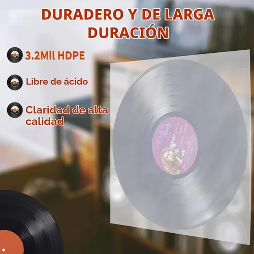 Vista 3 de Paquete de 30 fundas interiores de disco de vinilo de 12 pulgadas para almacenamiento de protección 3.2 mil de grosor, transparente para pantalla
