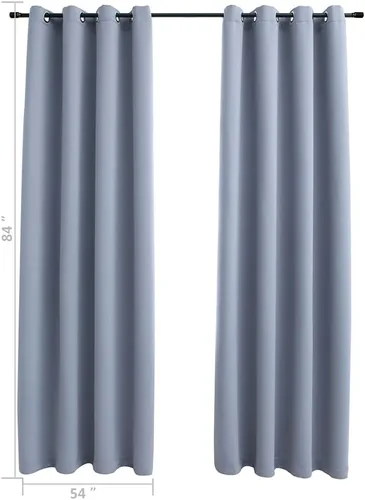 Vista 5 de Cortinas opacas con anillos, 2 piezas, aislamiento térmico sólido con ojales, cortinas de ventana con reducción de ruido, cortinas de oscurecimiento
