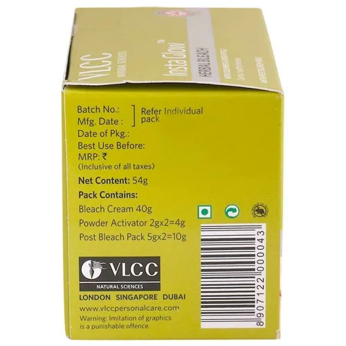 Vista 4 de Vlcc Insta Glow - Blanqueador de hierbas con pepino y pétalo de rosa para la equidad, 1.90 oz