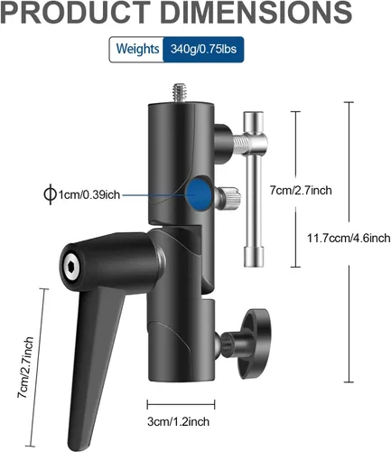 Vista 3 de WELLMAKING Flash Speedlite Bracket with Swivel Mount for Photography Camera Umbrella Reflector Holder, Adjustable Angle Design, Hot Shoe