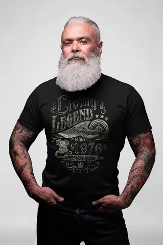 Vista 2 de Vintage 1976 Living Legend 50th Birthday T-Shirt for Men Negro-0001
