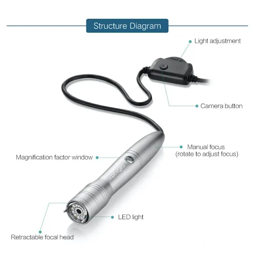 Vista 7 de A005+5.0MP 1 ~ 500X Fino Auto Focus Handheld USB Microscopio Digital Lupa Lupa con LED Metal Stand