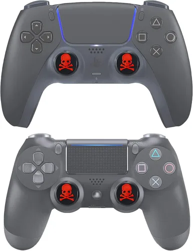 Vista 2 de Performance Joystick - Juego de 6 empuñaduras analógicas compatibles con PS5, PS4, Xbox Series XS Xbox One, Switch Pro Controller Skull Negro y Rojo