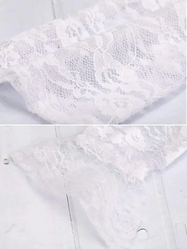 Vista 5 de Onwon Guantes de encaje transparentes elegantes para mujer, guantes de verano de cortesía, Blanco, M