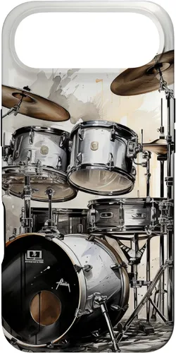 Vista 27 de Vintage Drum Set Drawing Funda para iPhone 17
