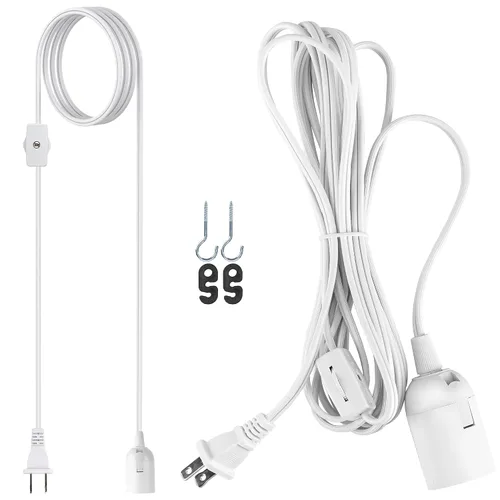 Vista 10 de JACKYLED Cable de extensión colgante para farol, UL 12 pies, E26 E27, interruptor de encendido/apagado, iluminación colgante para cocina
