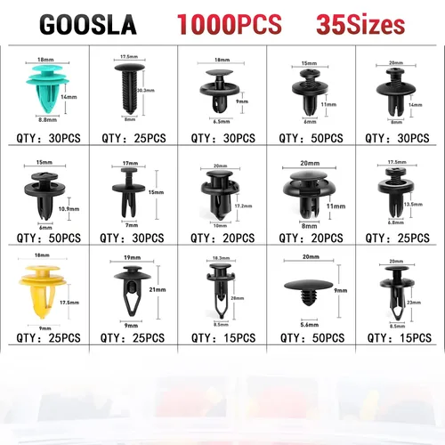 Vista 3 de 1115 piezas de clips de retención de automóvil Clips de retención de coche 35 tamaños más populares Clips de retención automáticos con removedor