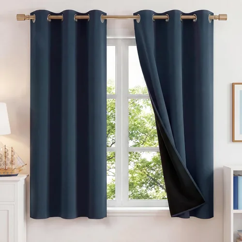 Vista 47 de NICETOWN Cortinas 100% Opacas Cortas de 36 Pulgadas de Largo para Dormitorio, Privacidad Aislamiento Térmico con Ojales Cortinas de Ventana