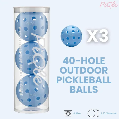 Vista 2 de Lindas bolas de pickleball rosadas, paquete de 3, bolas de pickleball de 40 agujeros para exteriores