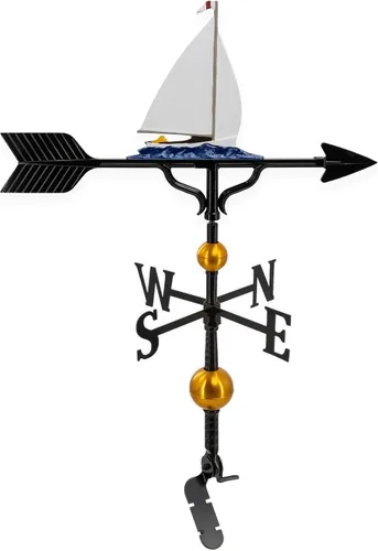 Vista 7 de Montague Metal Products Veleta de 32 pulgadas con adorno de velero dorado Oro