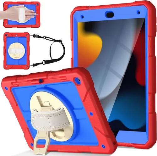 Vista 11 de LTROP Funda para iPad de 9ª/8ª/7ª generación (2021/2020/2019), Funda para iPad de 10.2" a prueba de golpes con correa para el hombro, soporte
