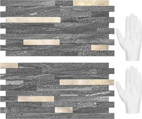 Vista 14 de STICKGOO 2 Hojas de Azulejos Adhesivos Despegables para Salpicadero, Azulejos Adhesivos para Salpicadero de Cocina y Baño, Aspecto de Madera Negro