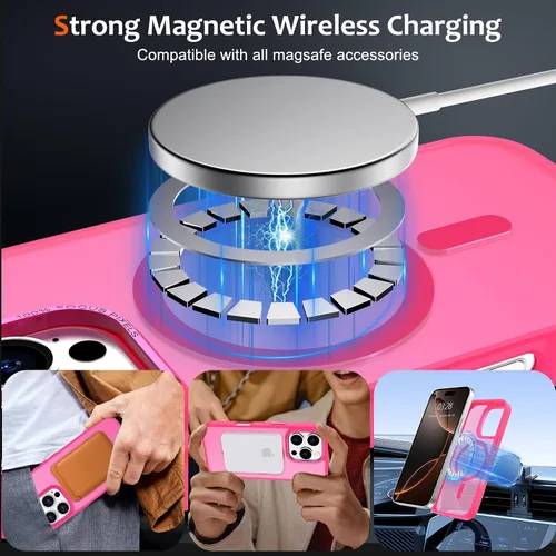 Vista 785 de Anuck - Funda magnética para iPhone 11 compatible con MagSafe, carcasa trasera mate translúcida dura, borde de TPU, delgada, resistente a impactos