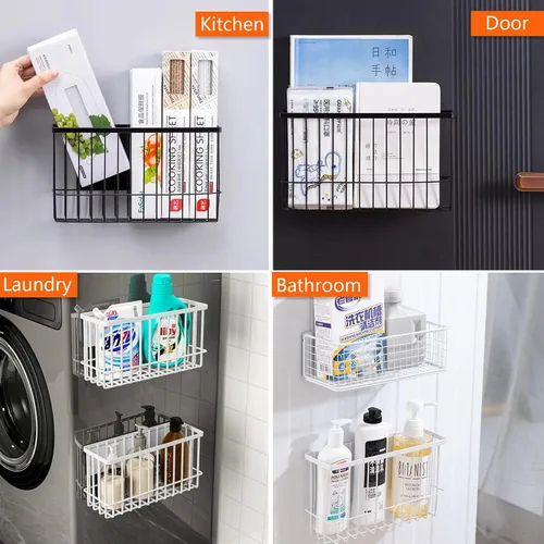 Vista 4 de Organizador magnético para refrigerador, cesta magnética, organizador de cocina, bolsa de metal con cierre hermético