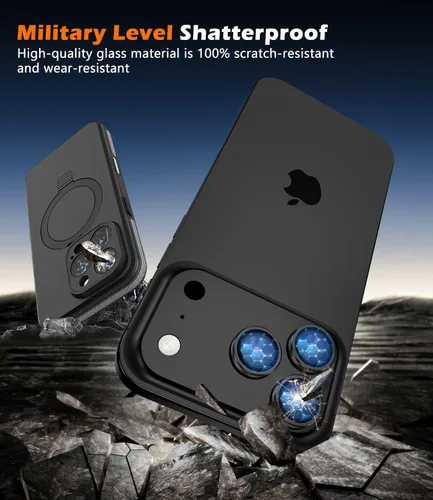 Vista 3 de imluckies Protector de lente de cámara para iPhone 17 Pro, iPhone 17 Pro Max, iPhone 16 Pro, iPhone 16 Pro Max, vidrio templado AR+AF y dureza 9H