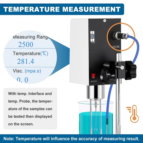Vista 4 de Viscómetro rotatorio digital 10-6,000,000mPa.s Medidor de viscosidad de pantalla táctil ±1% Viscosímetros de laboratorio de precisión con salida