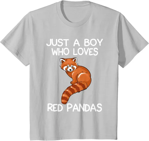 Vista 65 de Just A Boy Who Loves Red Pandas Gift - Camiseta con diseño de panda roja, Negro, S