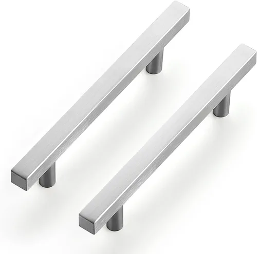 Vista 8 de Ravinte - Paquete de 5 manijas cuadradas para gabinete de cocina de 2 pulgadas, níquel cepillado, tiradores de gabinete de níquel satinado, hardware