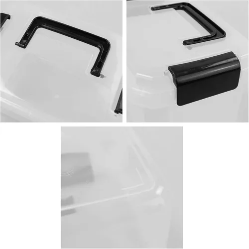 Vista 7 de Jekiyo Caja de plástico de 2.5 cuartos de galón, contenedor transparente con mango negro, 4 paquetes